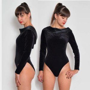 Vintage Velvet Leotard Bodysuit